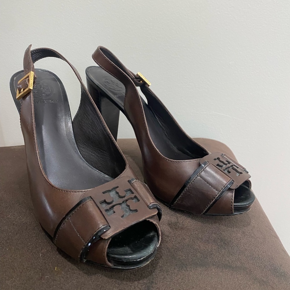 Tory Burch 8-1/2 heels chocolate brown